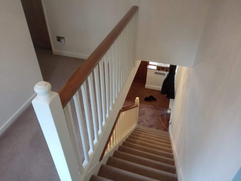 Painting banister and varnishing handrail