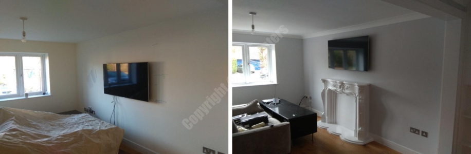We had to install a new decorative fibre glassed fireplace and paint it. ZD Painters Fireplace Installation - St Albans